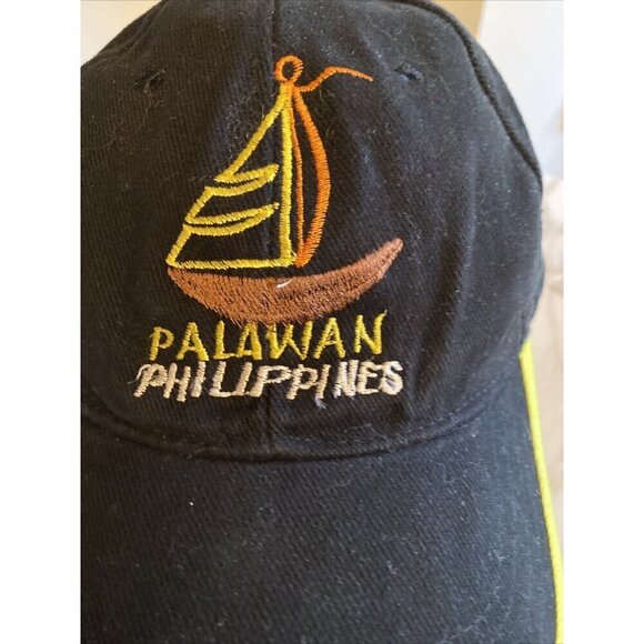 New Palawan Philippines Souvenir Embroidered Baseball Cap Hat Black Yellow - Picture 2 of 6